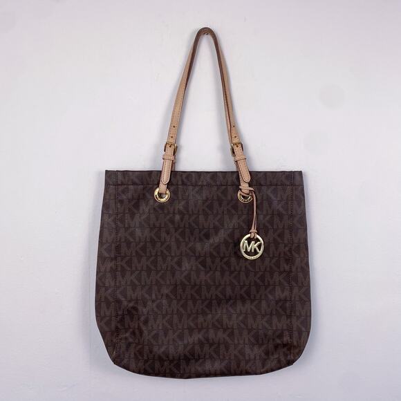 MICHAEL Michael Kors Signature Leather Jet Set Tote Brown Shoulder Bag - Picture 1 of 6